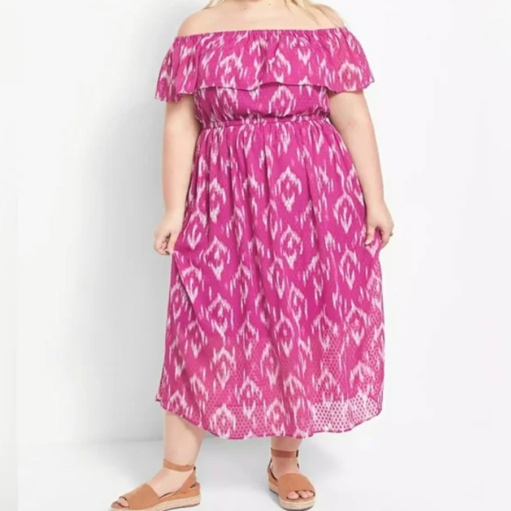 Lane Bryant Pink and White Off the shoulder dress size 14/16